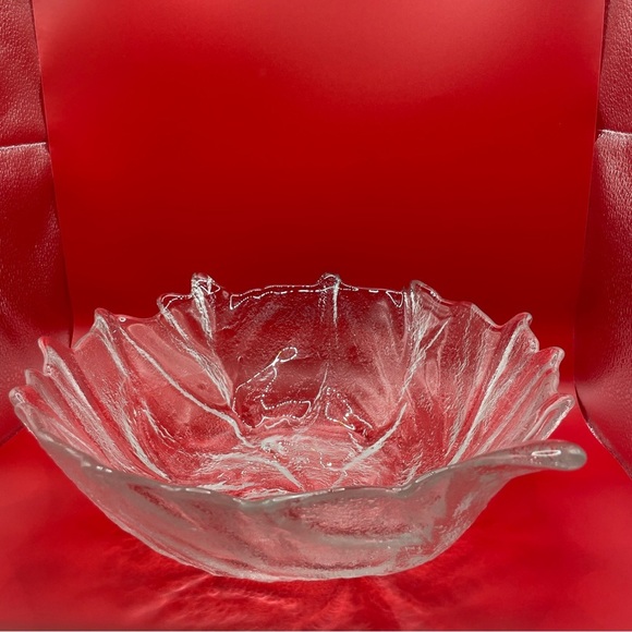 Vintage Blenko Clear Glass Cabbage Leaf Bowl l - Picture 5 of 11
